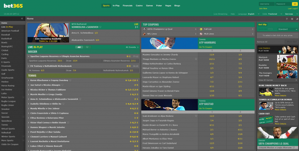 Функционал Bet365